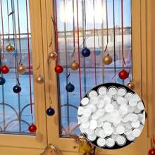 100Pairs Easy-Install No-Drill Ceiling Hooks - Transparent, Damage-Free Adhesive Hangers For Festive & Party Decorations, Stainless Steel, Ideal For Christmas & Birthday Celebrations