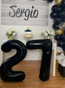 40 pulgadas Globos de aluminio jumbo negros con números del 0 al 9, decoraciones de fiesta reutilizables con 1 accesorio de globo gratis, adecuado para cumpleaños, aniversarios, ocasiones especiales, decoración de fiesta, decoración de habitación, accesorio de fotografía