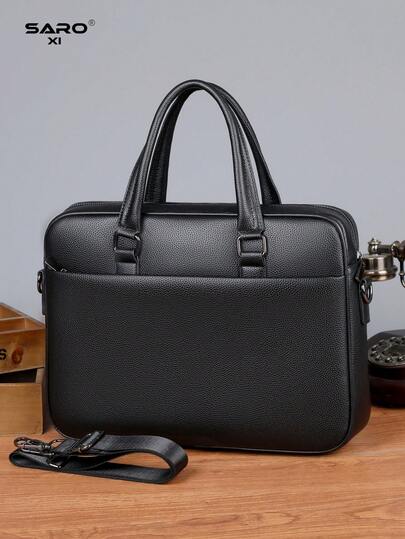 saroxi Men's Briefcase, Classic Large Capacity Computer Bag, PU Leather Minimalist Textured Office/Work Commute Bag, Suitable Gift For Husband, Autumn