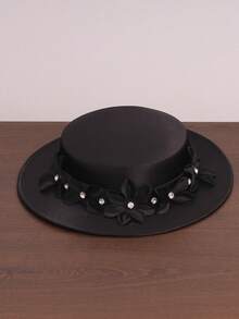 French Elegant Church Hat, Bride Decor Hat, Ladies British Style Fascinator Hat, Noble Cap, Vintage Hat, Bow Hat, Birthday Party Headpiece, Banquet Costume Hat, Black Hat, Equestrian Hat, Formal Hat, Large Hat, Ladies Hat, Gorgeous Hat, Feather Hat, Ball Cap, Pink Hat - 1082 - View 4