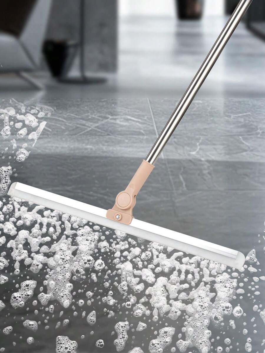 地板橡胶刮刀扫帚长柄窗户刮刀硅胶宠物毛发去除器用于室内清洁清洁玻璃毛发细小灰尘液体适用于光滑和地毯地板刮刀带 180° 旋转头长柄地板刮刀窗户清洁刮刀适用于浴室瓷砖车库混凝土甲板淋浴玻璃 - 卡其色 - 查看 1