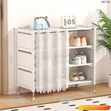 Multi-Tier Dust-Proof Shoe Rack, Multifunctional Assembly Shoe Organizer With Curtain, For Dorm Bedroom