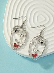 1 Pair Women's Asymmetrical Color Portrait Jewelry, Elegant Personalized Summer Beach Party Wedding Vacation Casual Back To School New Year Gift For Friends & Family - Yellow Gold - View 10