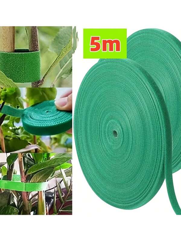 5 Meters/Roll Reusable Nylon Plant Tie - Green Garden Plant Bandage Cable Tie - Self-Adhesive Plant Fastening Tape - Suitable For Plants, Gardens, Home - High-Quality, Durable And Easy To Use