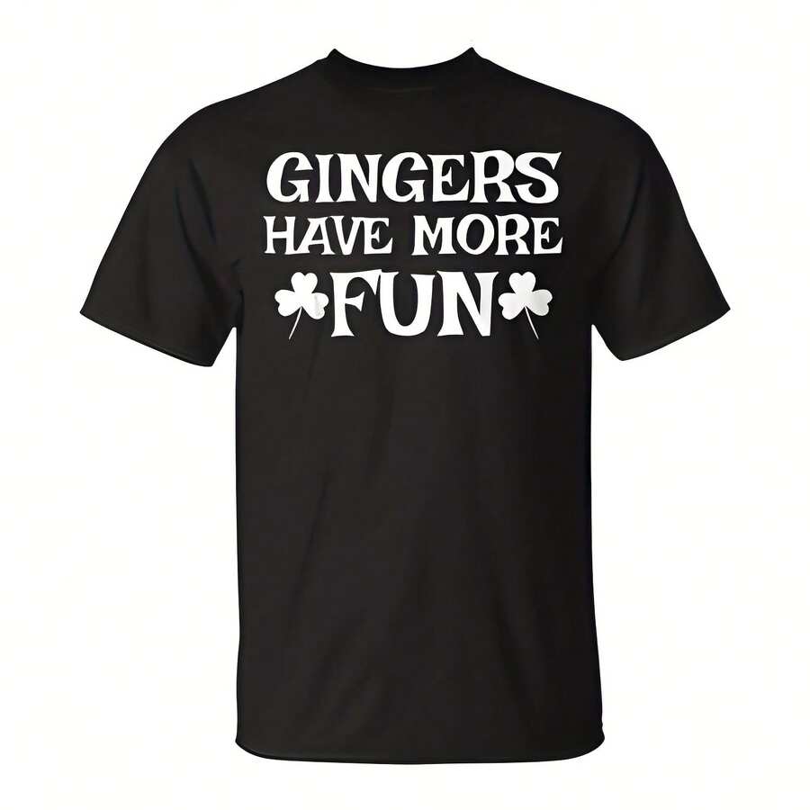 Gingers Have More Fun Redhead Irish Pride T-Shirt 220G Cotton Everyday T-Shirt – Feels Like A Hug, Wears Like A Classic – Perfect For Family Photos, Team Events, DIY Printing, Or Lounging – Gift It For Birthdays, Father's Day, Mother's Day, Or Just Because Mots - Black - View 1