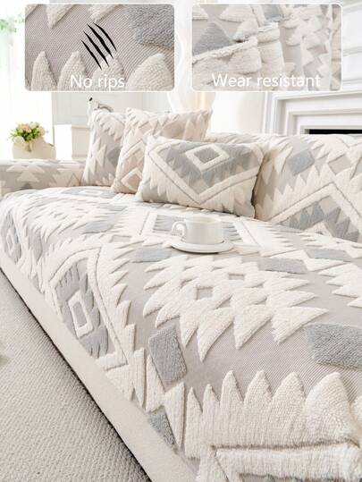 1pc All Season Sofa Cushion Cover, Plush Warm Thickened Sofa Pad, Modern Minimalist Anti-Slip Sofa Slipcover, Dust-Proof And Washable, Soft, Fade-Resistant, Pet-Friendly, Fits L-Shaped Sofa And 1/2/3/4 Seater Sofa, Suitable For Bedroom, Office, Living Room