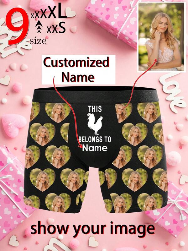 1 pieza Calzoncillos personalizados y con nombre para hombres, ropa interior personalizada para hombres, calzoncillos tipo bóxer personalizados, calzoncillos bóxer personalizados con caras divertidas, regalo de San Valentín, regalo de aniversario, regalo de cumpleaños, regalo de boda, regalo para el mejor amigo, regalo para el novio, regalo para el esposo, regalo para él