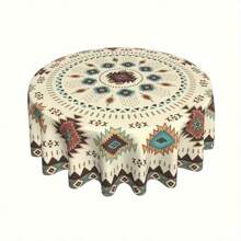 1 bucată față de masă rotundă de 60 de inchi, design cu mandala boemă, cârpă de masă rotundă, colorată, rezistentă la apă, covorașă de picnic pentru grătar în curte în stil boho, decor pentru bucătărie de acasă