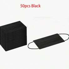 30 piezas/50 piezas/100 piezas Mascarilla desechable negra - 3 capas, transpirable y cómoda con lazos elásticos para las orejas.