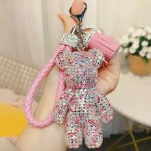 1 件可爱时尚满钻小熊钥匙扣男女情侣包包书包装饰车钥匙装饰 - 彩色 - 查看 10