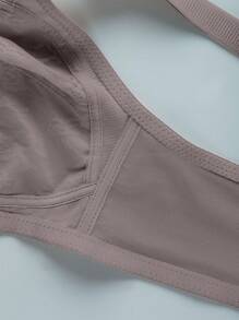1 pezzo Reggiseno senza ferretto in pizzo di colore unito con coppe intere, intimo sexy, push-up, traspirante e trasparente per le donne