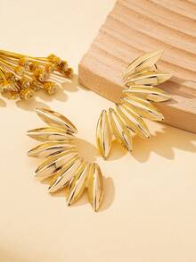 1 对女士时尚夸张个性化耳环，珠宝礼物 - 金黃色 - 查看 3