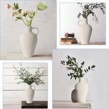 1pc Ceramic Farmhouse Vase With Handle - Rustic Style Decorative Flower Vase, Suitable For Home Decor, Minimalist Tabletop Decor, Living Room Shelf Decoration, Wedding, Gifts - Vase - View 9