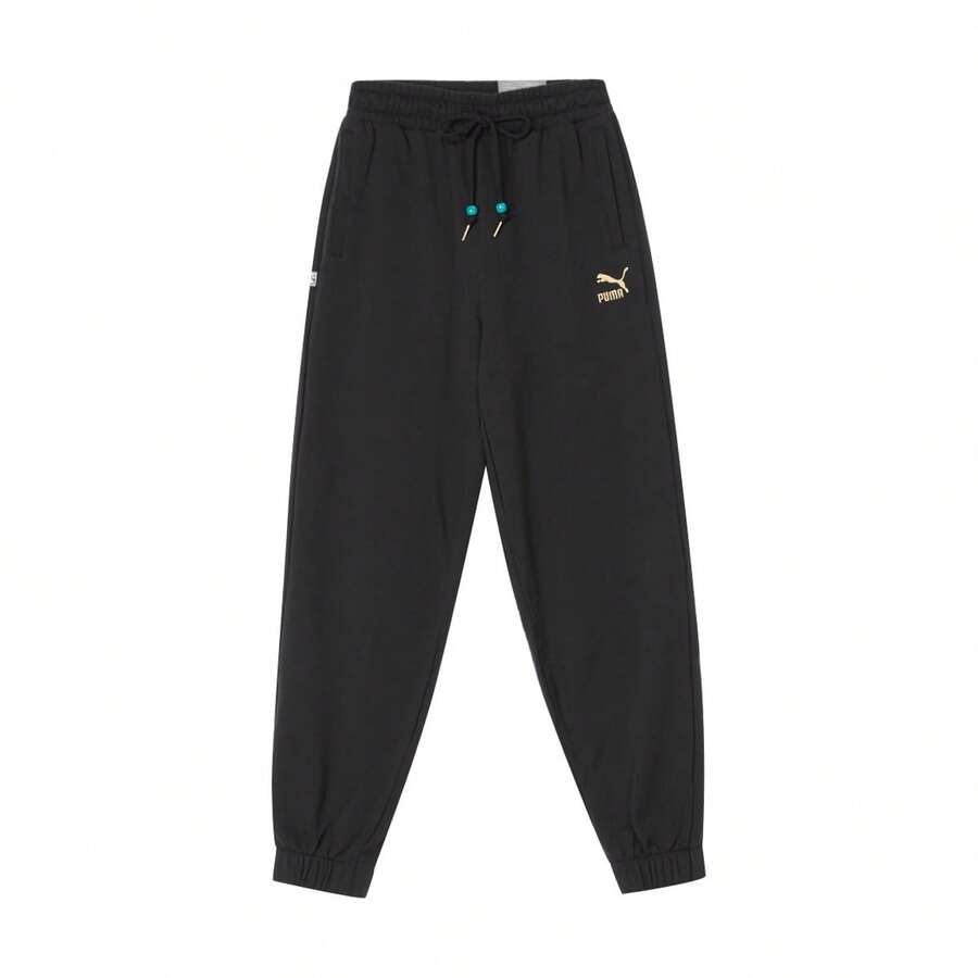Puma 女士刺绣徽标抽绳慢跑裤，款式 62584001 - 黑色 - 查看 1