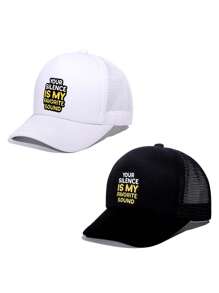 1pc Unisex Printed Letter "IS MY" Pattern Truck Driver Cap, Women & Men Outdoor Sports Racing Casual Mesh Snapback Baseball Hat, Breathable Sun Hat For Daily Use, Outing, Travel, Hiking, Beach