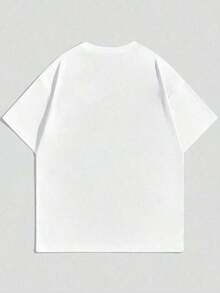 Men's Minimalist Black Deadpool Head Logo Graphic Round Neck Short Sleeve White T-Shirt, Summer - 白色 - 查看 2