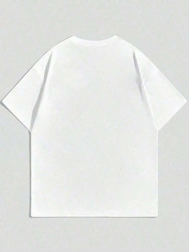 Men's Minimalist Black Deadpool Head Logo Graphic Round Neck Short Sleeve White T-Shirt, Summer - 白色 - 查看 2