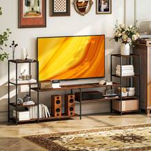 HOMCOM TV Unit For TVs Up To 60 Inches, Industrial TV Stand With Storage Shelves, Entertainment Centre For Living Room, Bedroom - Rust Brown - View 6