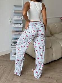 Sanrio 【奇幻世界】Hello Kitty 女士印花露脐上衣 + 松紧腰裤 2 件套可爱睡衣套装 - 白色 - 查看 11