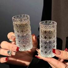 1pc 30ml Luxury Embossed Glass Wine Cup, Gem Pattern Glass Wine Glass, High-End Creative Wine Glass, Small Wine Cup, One-Sip Mini Wine Cup, Home Use Wine Glass, Suitable For Party, Music Festival, Bar, Nightclub