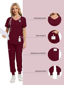 Short Sleeve Surgical Uniform Women Pharmacy Workwear Nurse Uniforms Hospital Doctor Work Tops Pants Beauty SPA Scrubs Sets