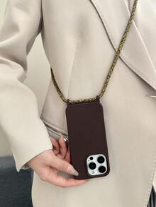 Keychain, Lanyard Solid Color Fashionable And Simple Phone Case With Hanging Rope Can Be Slung Diagonally, Compatible With Apple Series Models Waterproof Shockproof Anti-Fall Scratch Resistant