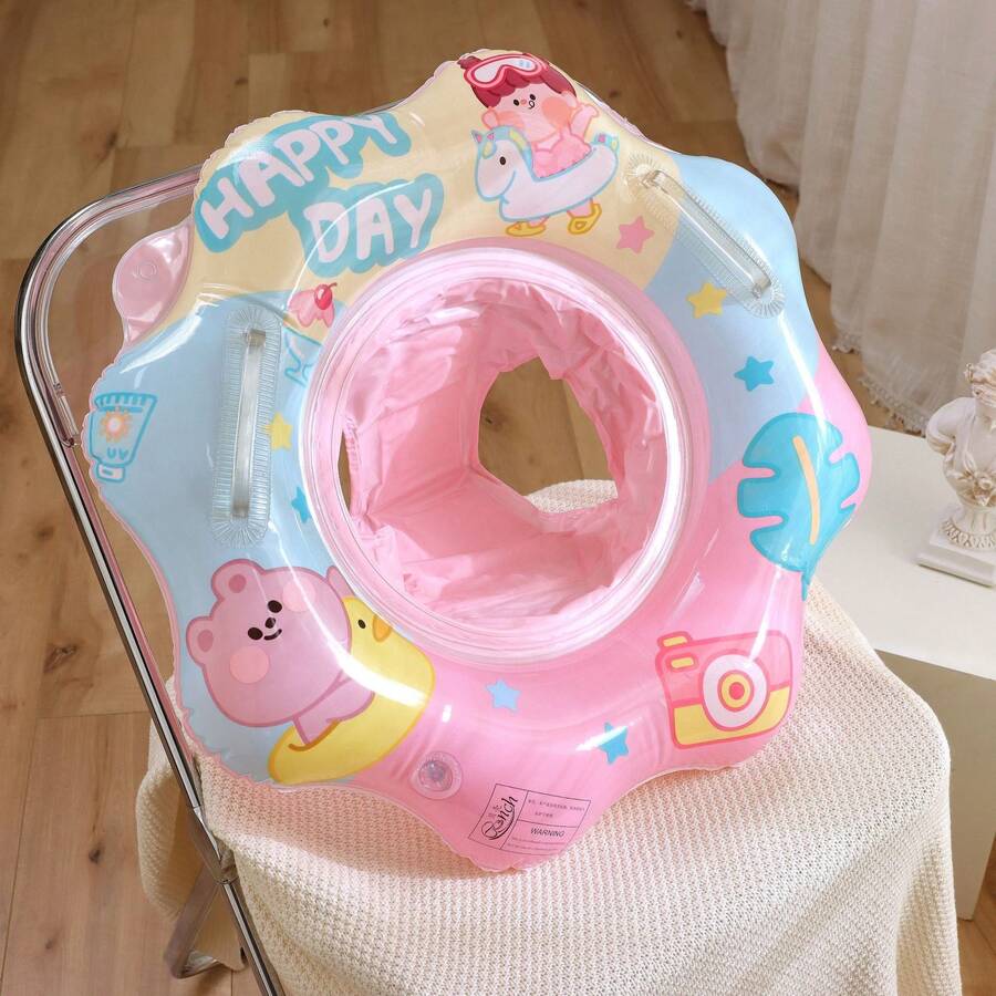 Flower Shaped Inflatable Swimming Ring Pool Float Toy With Handle, Made Of PVC, For Kids Water Play - Colorful Flowers - View 1