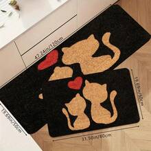 1 件简约可爱猫咪印花门垫，柔软防滑吸水可机洗厨房地毯，舒适抗疲劳地毯，矩形短绒地毯，适用于客厅、卧室、厨房、洗衣房、浴室 - 彩色 - 查看 7