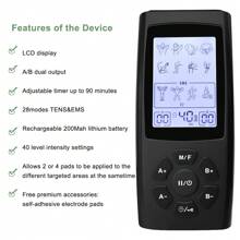 Unidad TENS de 40 intensidades de 2 canales recargable con 10 almohadillas de electrodos reutilizables. Estimulador muscular con pantalla grande para masaje de todo el Body