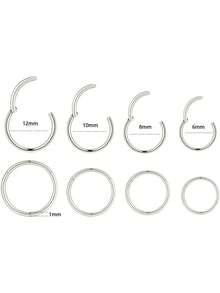 1/4pcs Multipurpose Nose, Ear, Belly Button Rings, Stainless Steel Jewelry With High Color Fastness & Low Allergenicity, Unisex Design Suitable For Women - Multicolor - View 7