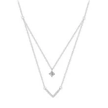 1pc Simple Rhinestone Layered V-Shaped Necklace For Women, Delicate Clavicle Chain Graduation Gift
