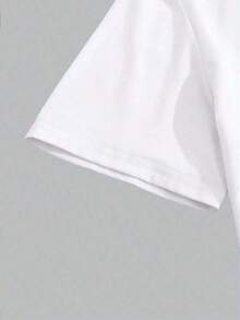 Men's Minimalist Black Deadpool Head Logo Graphic Round Neck Short Sleeve White T-Shirt, Summer - 白色 - 查看 6