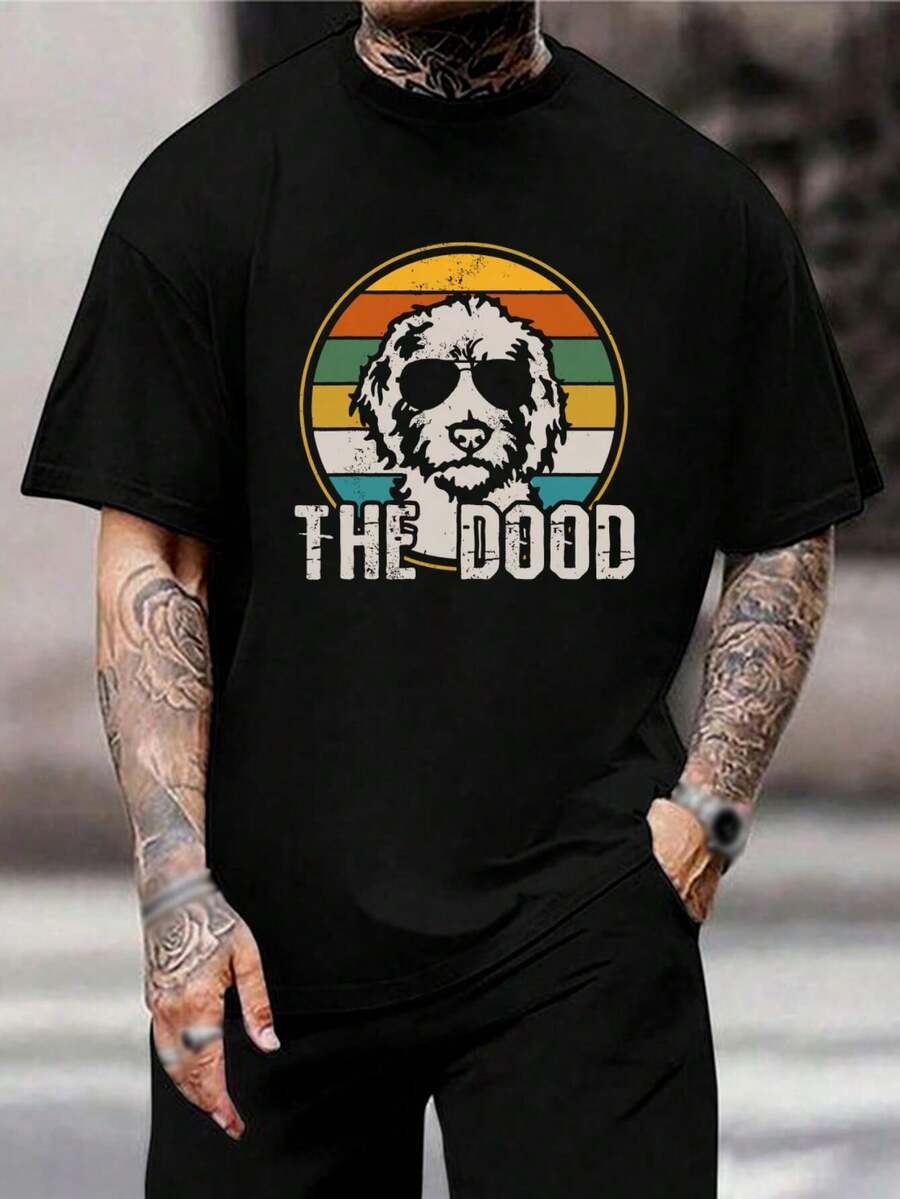 Camiseta Retro Sunset Goldendoodle - Divertida Camiseta para Amantes de Perros para Hombres y Mujeres - Idea de Regalo para Papá y Mamá de un Cachorro Doodl - Negro - Ver 1