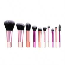 Kit Of 10 Mini Makeup Brushes With Travel Bag Case - màu đen - Xem 2