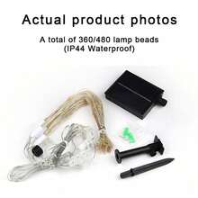 4 件装太阳能烟花灯，360/480 LED 悬挂铜线灯串，8 种照明模式防水仙女灯（IP44）适用于花园派对/圣诞节/婚礼/凉亭装饰，适用于节日、圣诞节、万圣节、毕业季等各种节日