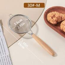 Multi-Function Filtering Mesh Scoop - Kitchen Baking Coffee Soy Milk Strainer Tool [Super Fine 304 Stainless Steel Mesh + Wooden Handle], Egg White Separator, Milk Tea Shop Commercial Flour Sifter, Home Use Sesame Coffee Powder Sieve, Thick Anti-Leakage Durable Easy To Clean, Suitable For Home And Commercial Use
