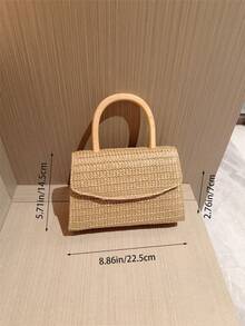 Túi Moonlit Eve, Túi xách cói thời trang tối giản mùa hè mới, Thích hợp cho bãi biển, dã ngoại, tiệc ngoài trời, phối đồ, v.v. - Màu be - Xem 5