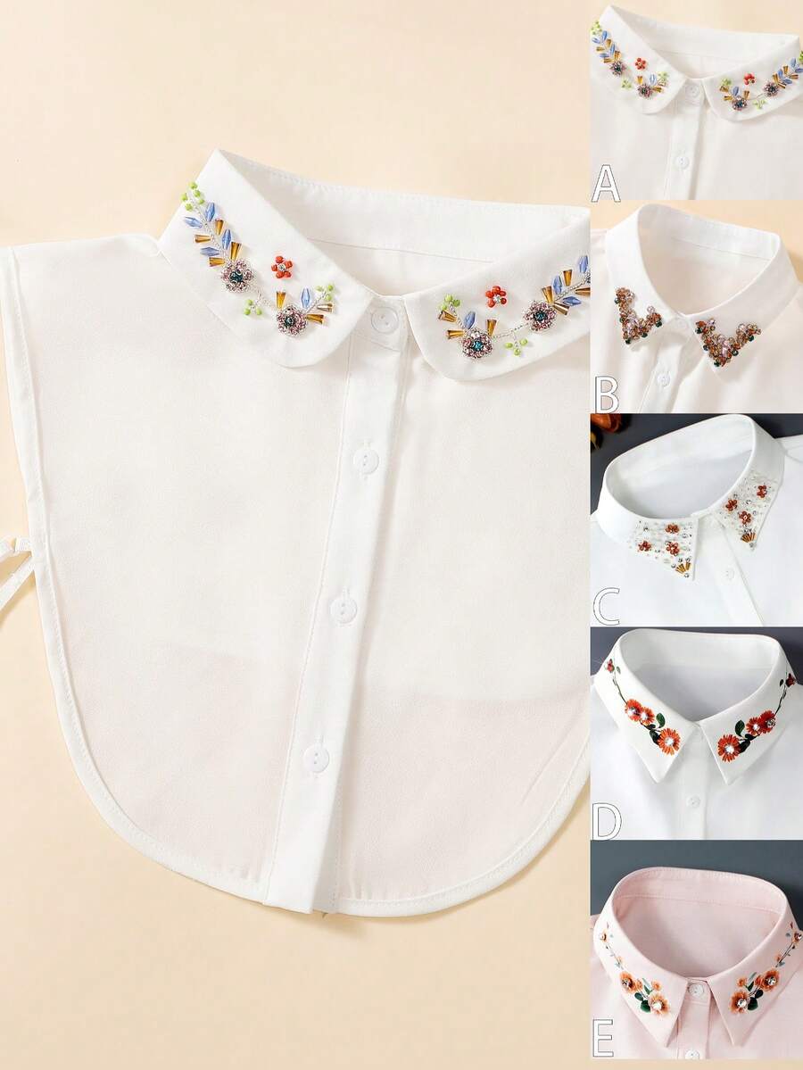 1pc Handmade Beaded Versatile False Collar, Decoration For Sweaters, Sweatshirts, Work Shirts, Spring And Autumn - Multicolor - View 1