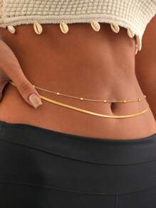 HOTNICE Cadena para la cintura de mujer en capas, Accesorio sexy minimalista de cadena de cuentas redondas para bikini y playa, Accesorios de joyería de verano para mujer