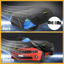 Car Cover Waterproof All Weather 210D, UV Sun Rain Protection, With Left Side Zipper - Black Blue for Chevrolet Camaro - View 5