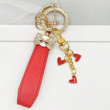 Bowtie & Sakura Duo! 1 Alloy Metal Leather Strap Keychain, Hang Car Keys, Door Keys, Bags – Stylish & Practical!