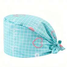 1 pieza Gorro de enfermera con estampado de carta de amor de poliéster para mujeres, antibacteriano y antipolvo, diseño de correa elástica ajustable, banda transpirable interior, gancho para la mascarilla, adecuado para médicos, enfermeras, salón de belleza, veterinaria y trabajadores de limpieza