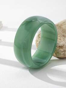 1pc Women's Fashion Bohemian Geometric Asymmetrical Open Jade Green Resin Bracelet, Suitable For Daily Wear, Work, Dates, Gatherings