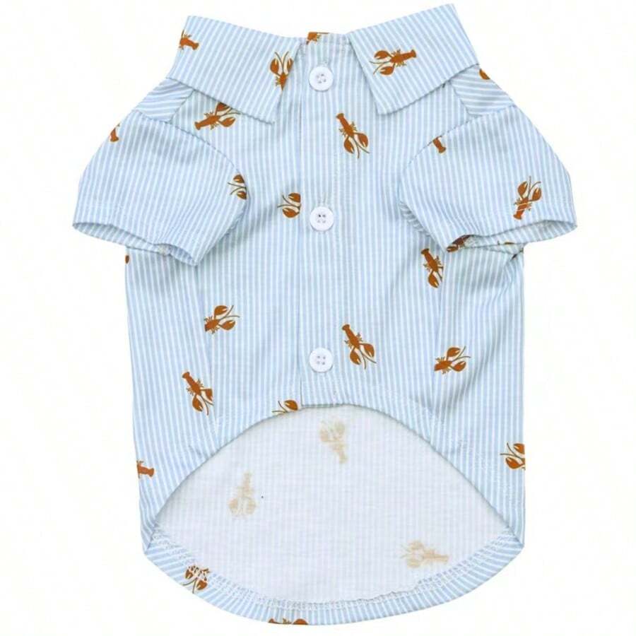 قطعة ملابس الحيوانات الأليفة قميص تريكو مطبوع بأشكال سعيدة للسرطان، مناسب للبوديل والتيدي والبيشون فريز في الخريف/ الشتاء