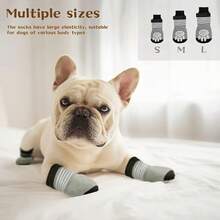 Rypet Anti Slip Dog Socks 3 Pairs - Dog Grip Socks With Straps Traction Control For Indoor On Hardwood Floor Wear, Pet Paw Protector For Small Medium Large Dogs M - Grey - View 4