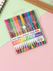 12 Colors Ballpoint Pens, Colorful Round Barrel Design For Easy Grip And Smooth Writing, Great For Students, Adults, Art & Office Use Back To School