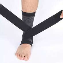 1 件可调节铜制踝部支撑压缩套，踝关节和脚跟支撑支架，带绑带的运动踝部护具，男女通用，适用于篮球、足球和攀岩健身配件