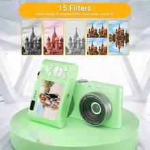 W&O Retro Digital Camera 32GB HD 1080P 44MP 2.4'' LCD Display Screen 16X Zoom Anti-Shake, Listen Music/Play Games, With 32GB Card, Rechargeable Mini Camcorder For Beginners, Ideal Gift For Birthday - Green - View 10