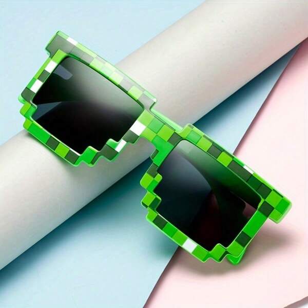 [Pixel Glasses] 6pcs Stylish Pixel Design Glasses, Classic Retro Gamer Inspired Fashion Glasses, Novelty Cosplay Costume Glasses, Decorative Glasses