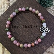 Chakra Bracelet, 6mm Rose Quartz, Rhodonite, Unakite Round Natural Stones Beads, Prosperity & Love, Boho Style Jewelry Gift For Women, Luxury Crystal Present For Lover - Multicolor - View 6
